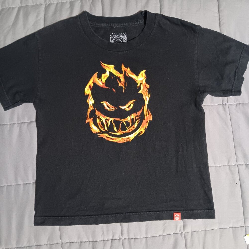 Spitfire Youth Boys Small 451  Flame Bighead Baby Tee Black Skate Retro Classic